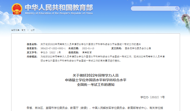 2022年同等學(xué)力全國(guó)統(tǒng)考時(shí)間已經(jīng)公布